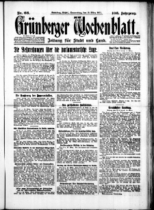 Gr&uuml;nberger Wochenblatt: Zeitung f&uuml;r Stadt und Land, No. 66. (19. M&auml;rz 1931)