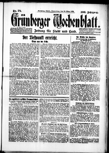 Gr&uuml;nberger Wochenblatt: Zeitung f&uuml;r Stadt und Land, No. 72. (26. M&auml;rz 1931)