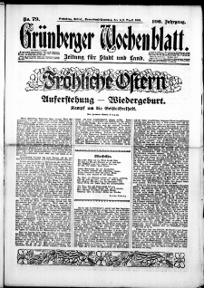 Gr&uuml;nberger Wochenblatt: Zeitung f&uuml;r Stadt und Land, No. 79. (4./5. April 1931)