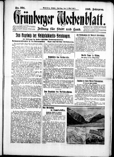 Gr&uuml;nberger Wochenblatt: Zeitung f&uuml;r Stadt und Land, No. 101. (1. Mai 1931)
