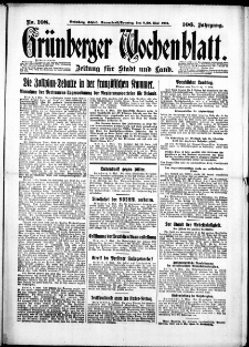 Gr&uuml;nberger Wochenblatt: Zeitung f&uuml;r Stadt und Land, No. 108. (9./10. Mai 1931)