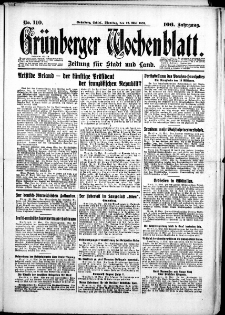 Gr&uuml;nberger Wochenblatt: Zeitung f&uuml;r Stadt und Land, No. 110. (12. Mai 1931)
