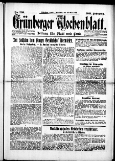 Gr&uuml;nberger Wochenblatt: Zeitung f&uuml;r Stadt und Land, No. 116. (20. Mai 1931)