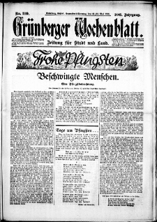 Gr&uuml;nberger Wochenblatt: Zeitung f&uuml;r Stadt und Land, No. 119. (23./24. Mai 1931)