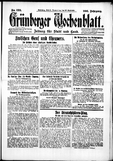Gr&uuml;nberger Wochenblatt: Zeitung f&uuml;r Stadt und Land, No. 122. (28. Mai 1931)