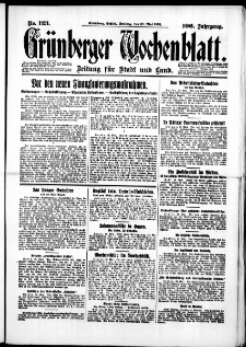 Gr&uuml;nberger Wochenblatt: Zeitung f&uuml;r Stadt und Land, No. 123. (29. Mai 1931)