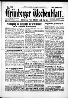 Gr&uuml;nberger Wochenblatt: Zeitung f&uuml;r Stadt und Land, No. 126. (2. Juni 1931)