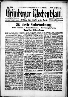 Gr&uuml;nberger Wochenblatt: Zeitung f&uuml;r Stadt und Land, No. 130. (6./7. Juni 1931)