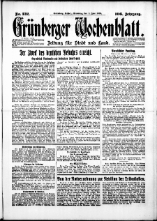Gr&uuml;nberger Wochenblatt: Zeitung f&uuml;r Stadt und Land, No. 132. (9. Juni 1931)