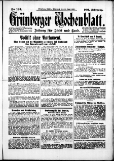 Gr&uuml;nberger Wochenblatt: Zeitung f&uuml;r Stadt und Land, No. 133. (10. Juni 1931)