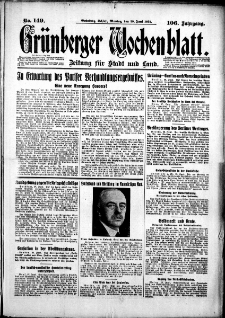 Gr&uuml;nberger Wochenblatt: Zeitung f&uuml;r Stadt und Land, No. 149. (29. Juni 1931)