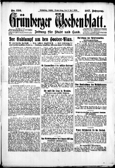 Gr&uuml;nberger Wochenblatt: Zeitung f&uuml;r Stadt und Land, No. 152. (2. Juli 1931)