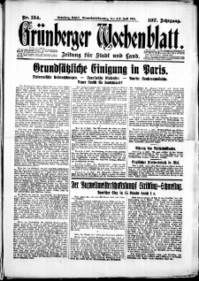 Gr&uuml;nberger Wochenblatt: Zeitung f&uuml;r Stadt und Land, No. 154. (4./5. Juli 1931)