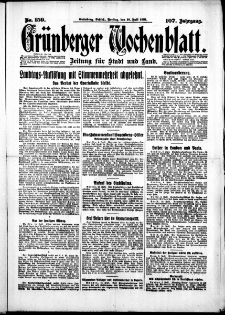 Gr&uuml;nberger Wochenblatt: Zeitung f&uuml;r Stadt und Land, No. 159. (10. Juli 1931)