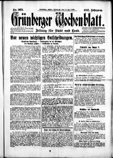 Gr&uuml;nberger Wochenblatt: Zeitung f&uuml;r Stadt und Land, No. 163. (15. Juli 1931)
