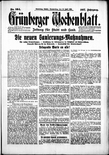 Gr&uuml;nberger Wochenblatt: Zeitung f&uuml;r Stadt und Land, No. 164. (16. Juli 1931)