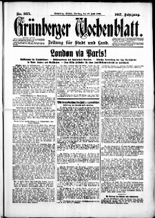Gr&uuml;nberger Wochenblatt: Zeitung f&uuml;r Stadt und Land, No. 165. (17. Juli 1931)