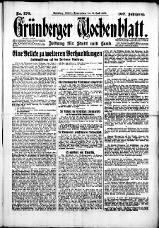 Gr&uuml;nberger Wochenblatt: Zeitung f&uuml;r Stadt und Land, No. 170. (23. Juli 1931)