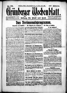 Gr&uuml;nberger Wochenblatt: Zeitung f&uuml;r Stadt und Land, No. 172. (25./26. Juli 1931)