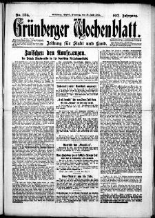 Gr&uuml;nberger Wochenblatt: Zeitung f&uuml;r Stadt und Land, No. 174. (28. Juli 1931)