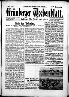 Gr&uuml;nberger Wochenblatt: Zeitung f&uuml;r Stadt und Land, No. 175. (29. Juli 1931)