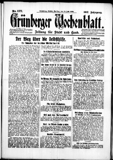 Gr&uuml;nberger Wochenblatt: Zeitung f&uuml;r Stadt und Land, No. 177. (31. Juli 1931)