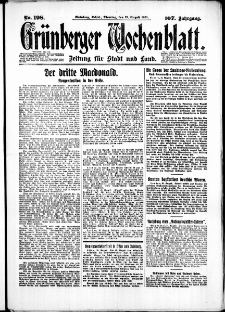 Gr&uuml;nberger Wochenblatt: Zeitung f&uuml;r Stadt und Land, No. 198. (25. August 1931)