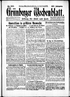 Gr&uuml;nberger Wochenblatt: Zeitung f&uuml;r Stadt und Land, No. 202. (29./30. August 1931)