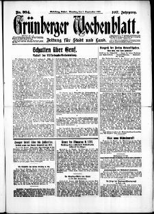 Gr&uuml;nberger Wochenblatt: Zeitung f&uuml;r Stadt und Land, No. 204. (1. September 1931)