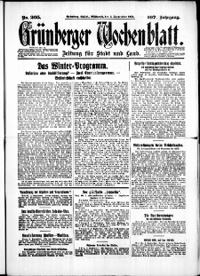 Gr&uuml;nberger Wochenblatt: Zeitung f&uuml;r Stadt und Land, No. 205. (2. September 1931)