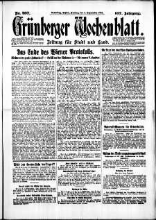 Gr&uuml;nberger Wochenblatt: Zeitung f&uuml;r Stadt und Land, No. 207. (4. September 1931)