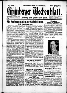 Grünberger Wochenblatt: Zeitung für Stadt und Land, No. 210. (8. September 1931)