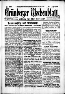 Gr&uuml;nberger Wochenblatt: Zeitung f&uuml;r Stadt und Land, No. 220. (19./20. September 1931)