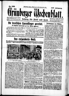 Gr&uuml;nberger Wochenblatt: Zeitung f&uuml;r Stadt und Land, No. 222. (22. September 1931)