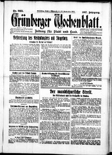 Gr&uuml;nberger Wochenblatt: Zeitung f&uuml;r Stadt und Land, No. 223. (23. September 1931)