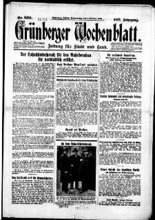 Gr&uuml;nberger Wochenblatt: Zeitung f&uuml;r Stadt und Land, No. 230. (1. Oktober 1931)