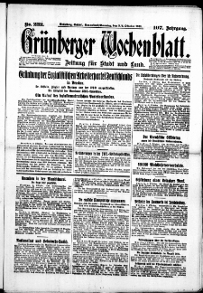 Gr&uuml;nberger Wochenblatt: Zeitung f&uuml;r Stadt und Land, No. 232. (3./4. Oktober 1931)