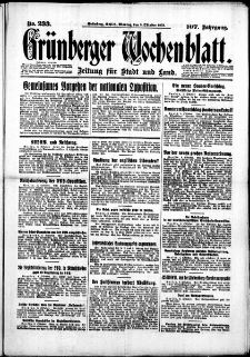 Gr&uuml;nberger Wochenblatt: Zeitung f&uuml;r Stadt und Land, No. 233. (5. Oktober 1931)