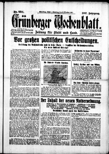 Gr&uuml;nberger Wochenblatt: Zeitung f&uuml;r Stadt und Land, No. 234. (6. Oktober 1931)