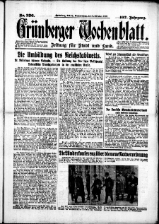 Gr&uuml;nberger Wochenblatt: Zeitung f&uuml;r Stadt und Land, No. 236. (8. Oktober 1931)