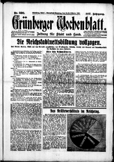 Gr&uuml;nberger Wochenblatt: Zeitung f&uuml;r Stadt und Land, No. 238. (10./11. Oktober 1931)