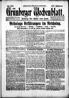 Gr&uuml;nberger Wochenblatt: Zeitung f&uuml;r Stadt und Land, No. 241. (14. Oktober 1931)
