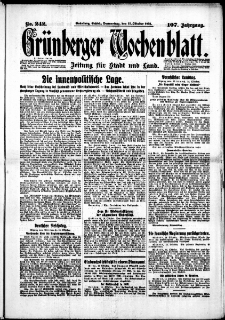 Gr&uuml;nberger Wochenblatt: Zeitung f&uuml;r Stadt und Land, No. 242. (15. Oktober 1931)