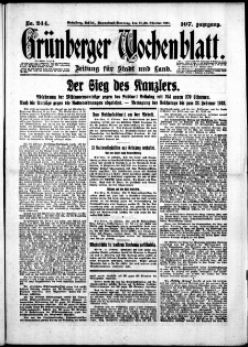 Gr&uuml;nberger Wochenblatt: Zeitung f&uuml;r Stadt und Land, No. 244. (17./18. Oktober 1931)