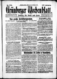 Gr&uuml;nberger Wochenblatt: Zeitung f&uuml;r Stadt und Land, No. 245. (19. Oktober 1931)