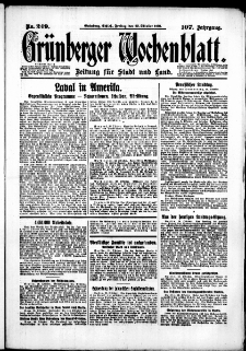Gr&uuml;nberger Wochenblatt: Zeitung f&uuml;r Stadt und Land, No. 249. (23. Oktober 1931)
