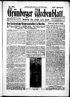 Gr&uuml;nberger Wochenblatt: Zeitung f&uuml;r Stadt und Land, No. 251. (26. Oktober 1931)