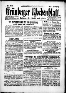 Gr&uuml;nberger Wochenblatt: Zeitung f&uuml;r Stadt und Land, No. 255. (30. Oktober 1931)