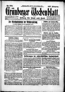 Grünberger Wochenblatt: Zeitung für Stadt und Land, No. 255. (30. Oktober 1931)