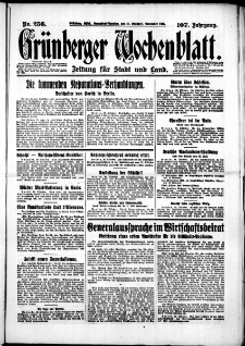 Gr&uuml;nberger Wochenblatt: Zeitung f&uuml;r Stadt und Land, No. 256. (31. Oktober/1. November 1931)